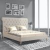 Cesar King Size Upholstered Bed in Beige Colour