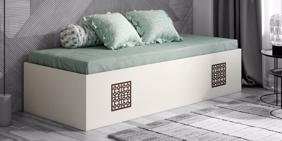 Livo Day Single Bed with storage In Frosty White Colour